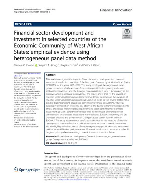 Financial sector development and Investment in selected