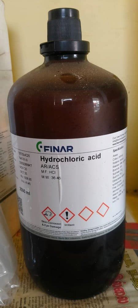 Finar Hydrochloric Acid, Packaging Type: Bottle - IndiaMART