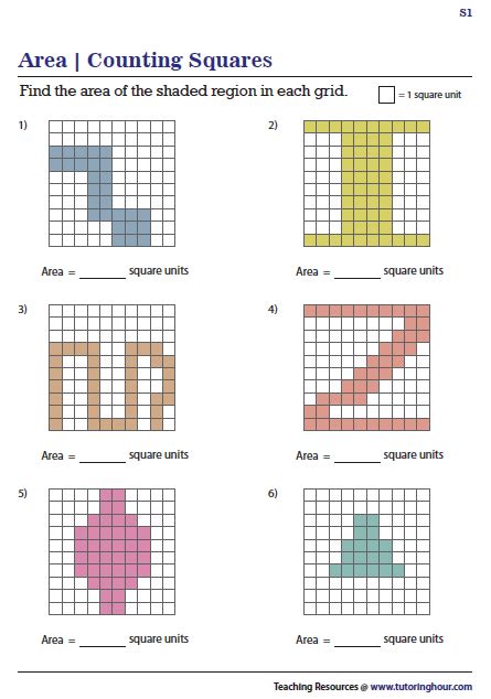 Find Area By Counting Unit Squares Worksheet