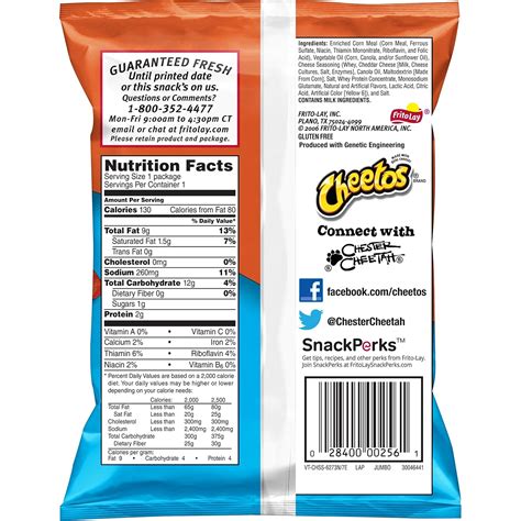 Find Cheetos Crunchy Corrected Calories & Nutrition Facts