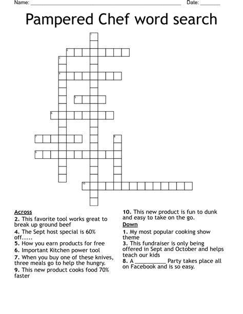 Find Me in Pampered Chef Crossword WordMint
