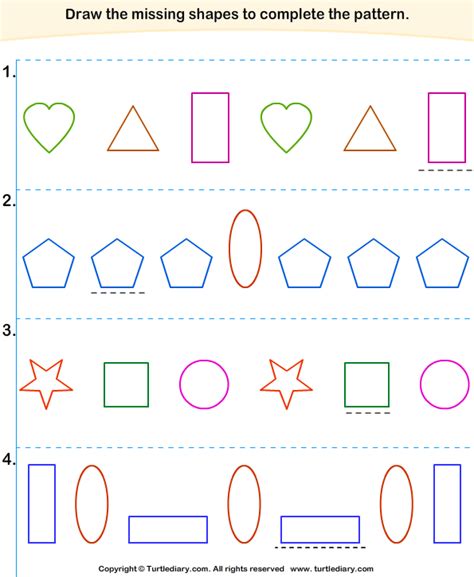 Find Pattern in each Sequence of Shapes Turtle Diary Worksheet