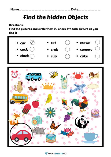 Find The Objects Worksheets