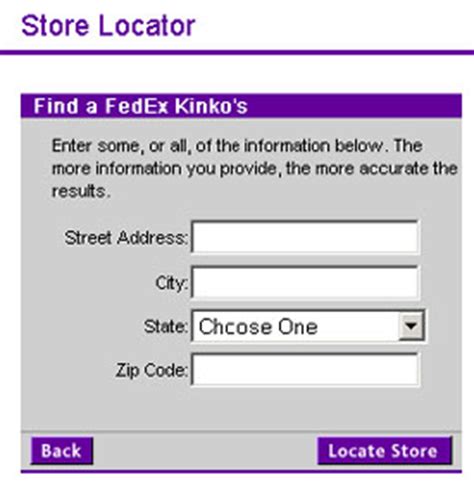 Three steps to find FedEx locations near you: STEP 1. Go to the Find FedEx Location page. STEP 2. Enter the city or street name to find FedEx locations or click “Search Nearby” to find locations near you. STEP 3. Click "View Details" to check the address, operating hours and available services at a specific FedEx location.