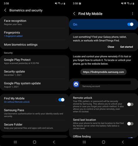  The Find My Mobile feature allows you to lock or unlock, locate, or if worst comes to the worst, completely wipe your data. Rest assured, even your Samsung Pay information can be locked or erased - and all this can be done remotely. There are also similar services available for your watch and earbuds within the Galaxy Wearable app. 