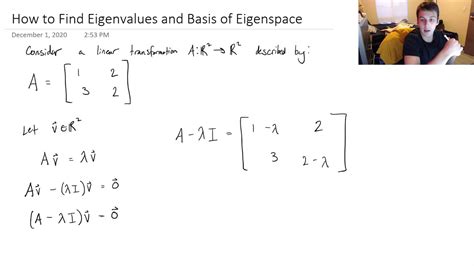 For a given eigenvalue, find a basis of the associated eigenspace. Use the geometric multiplicities of the eigenvalues to determine whether a matrix is .... 