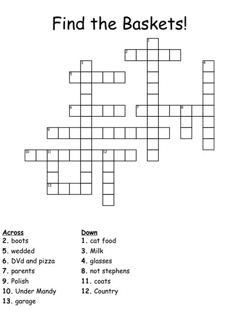 Find the Baskets! Crossword WordMint