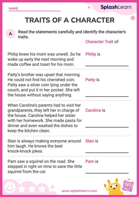 Find the Character Traits ELA Worksheets SplashLearn