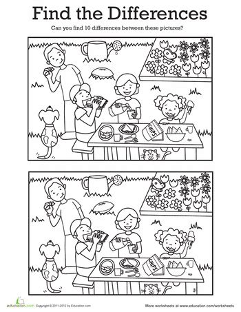 Find the Differences At a Picnic Worksheet Hidden