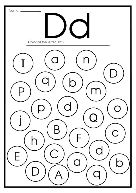 Find the Letter D Worksheet, Alphabet D Hunt Activity Free Printable