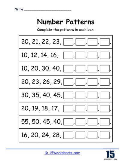 Find the Number Pattern Worksheet Have Fun Teaching
