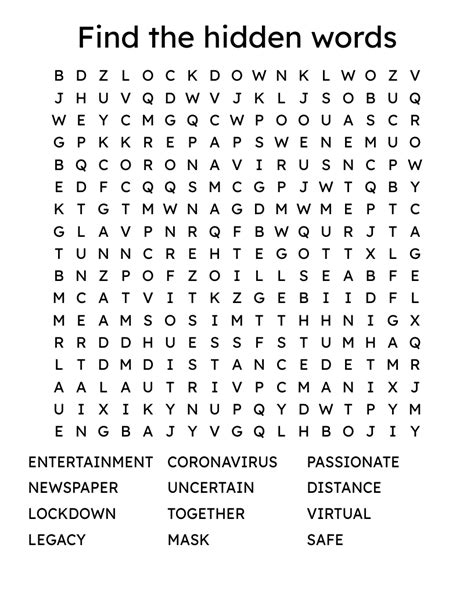 Find the hidden words! Word Search WordMint