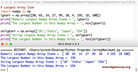 Find the index of the largest number in an array