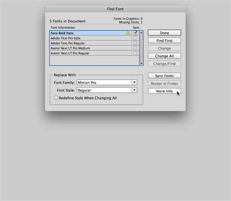 Find the missing font in Adobe InDesign The Graphic Mac