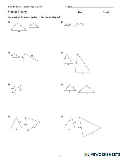 Find the missing side in the similar figures below