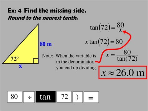 Find the missing side round to the nearest tenth.  Another angle has the sa...