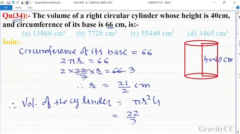 Find the volume of a cylinder circumference of whose base is ... - YouTube