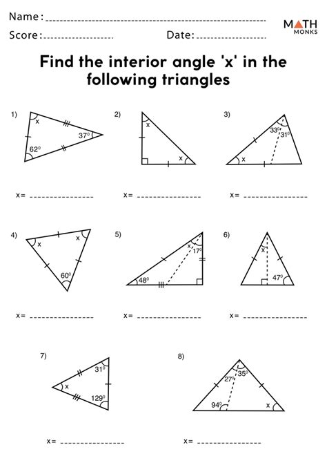Finding Angles In Triangles Worksheet
