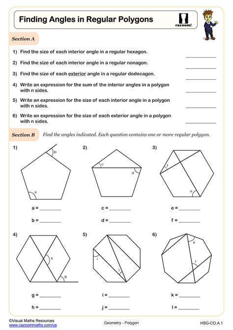 Finding Angles in Regular Polygons Worksheet Geometry PDF Worksheets