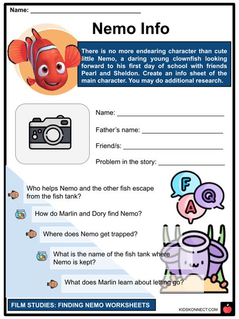 Finding Nemo Film Study Worksheets Plot Cast Production Worksheets Library