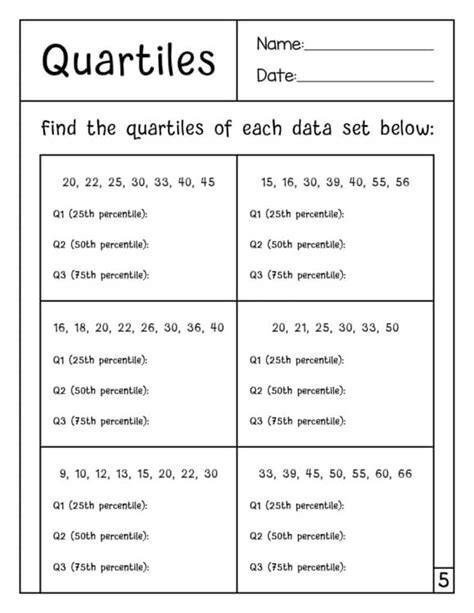 Finding quartiles worksheet.  These printable exercises cater to the learning re...