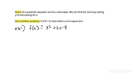 Finding the Zeros of a Quadratic Function Given Its Equation