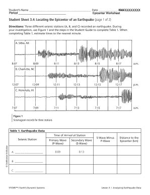 Finding the epicenter of an earthquake worksheet.  How to use finding in a...