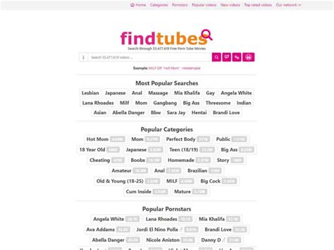 FindTubes here was made with swiftness in mind – this website’s all about finding the right porn video for you. It uses a comprehensive category/tag-based search engine which filters in/out all the most well-known and most frequently used categories/tags on popular porn tubes, allowing you to search for the video you’re looking for… 
