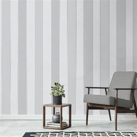 Fine Decor Larson Stripe Grey/Silver Metallic Wallpaper