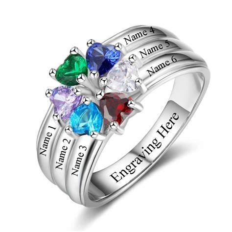 Fingerhut - Sterling Silver Mothers Birthstone Princess Ring