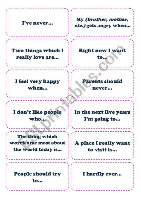 Finish the Sentence... ESL worksheet by Chausie
