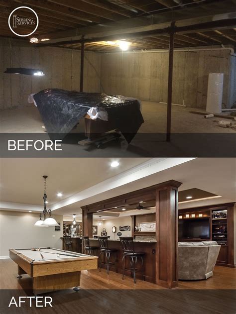 Finished basement before and after. Finishing a basement like this usually costs between $45,000 and $55,000. There were several factors driving the cost up. These include installing a custom wood ... 