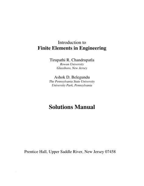 Finite element analysis chandrupatla solutions manual. - Federalización e innovación educativa en méxico.