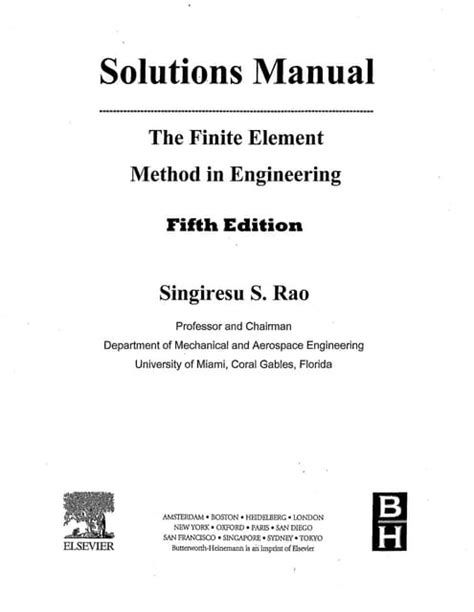 Finite element method ss rao solutions manual. - Numerical recipes in pascal the art of scientific computing.