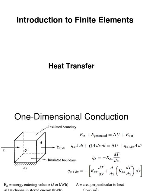 Finite volume method 1d heat conduction.  CHAP 4 FINITE ELEMENTS FOR HEAT TRANSFER P...