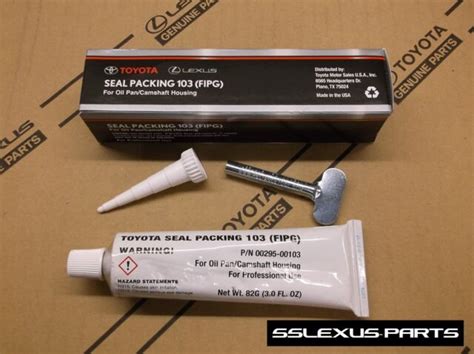 Item description from the seller. For your consideration is the 82g 3oz Tube of Genuine Toyota 103 FIPG Seal Packing shown. It is new in factory box. It is for: 1993-1997 Corolla. 1995-2004 Tacoma. 1995-1999 Avalon. 1996-2000 RAV4. 1996-2002 4Runner.