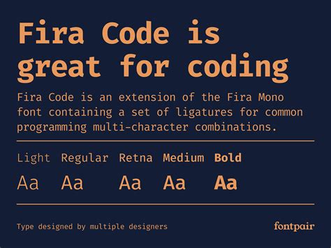 Fira code ligatures. Fira Code is a free monospaced font containing ligatures for common...