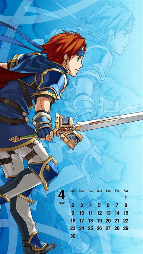 Fire Emblem Heroes April calendar wallpapers featuring Lucina and Roy