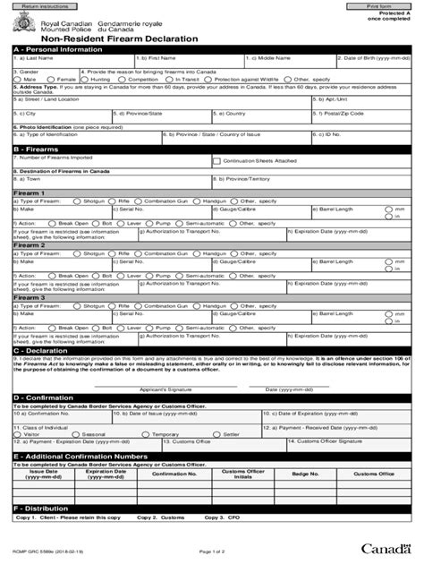 Firearm Declaration Form Declaration Form