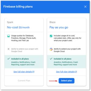 Firebase console download.  The Blaze plan still includes a generous f...