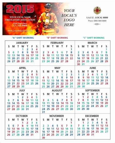 Firefighter Print Out Shift Calender Example Calendar Printable