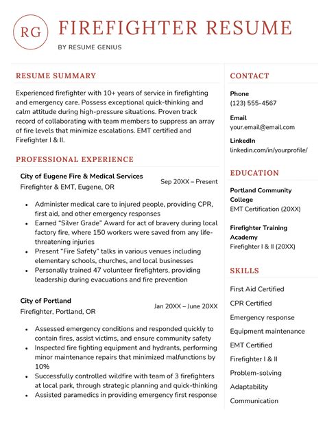 Firefighter resume. Mentioning anything beyond your professional background. Make your firefighter resume template free of unnecessary details, such as employment gaps or career shifts. Mentioning commonplace skills. Save the precious space for your most unique and relevant role skill sets. Referring to overused words and generic language. 