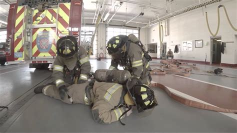 Firefighter webbing loop.  Rapid intervention team (RIT) training curricula often...