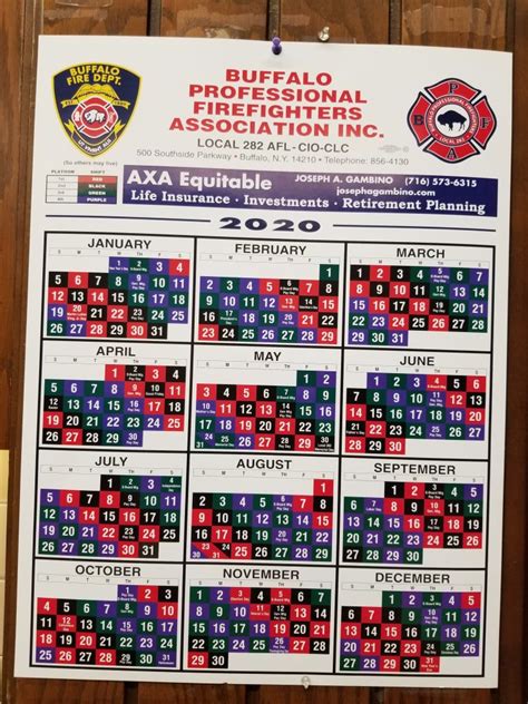 Firefighters Work Schedule Example Calendar Printable