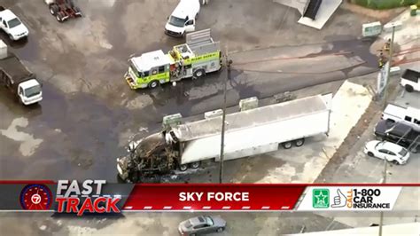 Firefighters extinguish 18-wheeler truck blaze in NW Miami-Dade