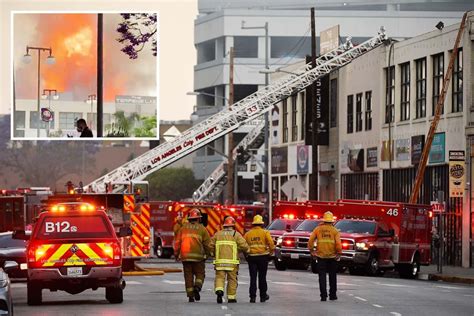 Firefighters fall from 2nd floor battling blaze in downtown Los Angeles