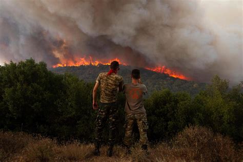 Firefighters in Greece struggle to control wildfires, including the EU’s largest blaze