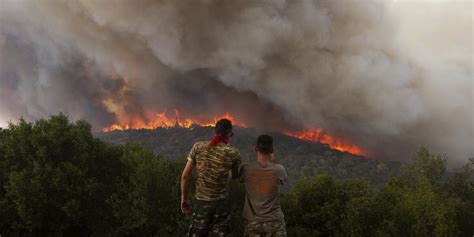 Firefighters in Greece struggle to control wildfires, including the EU’s largest blaze on record