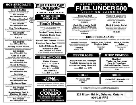 Firehouse subs menu canada. There are 2 ways to place an order on Uber Eats: on the app or online using the Uber Eats website. After you’ve looked over the Firehouse Subs (Oshawa) menu, simply choose the items you’d like to order and add them to your cart. Next, you’ll be able to review, place, and track your order. 