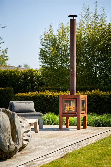 Fireplace With Chimney - Corten Steel Fireplace With Chimney, …